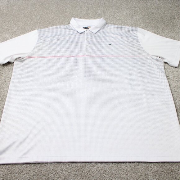 Callaway Opti-Dri Polo Shirt Mens 2XL XXL White Geometric Golf Short Sleeve - Picture 2 of 12